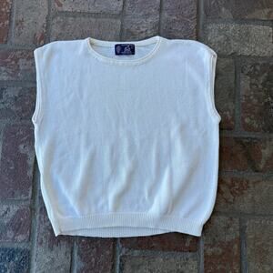 Lady Wakefield by Kenneth Gordon Lisle 100% Cotton Knit Sleeveless Vest Cream L